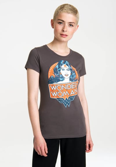 Logoshirt Vrouwen T-shirt Wonder Woman - DC Comics Wonder Woman Portrait - Shirt met ronde hals van Logoshirt - donkerblauw