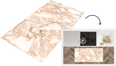 Keukenloper - Loper keuken - Marmer - Rood - Zwart - 120x60 cm - Keukenloper vinyl