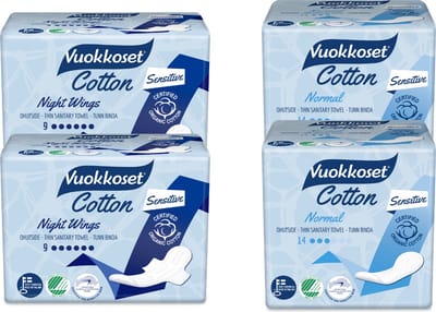 Vuokkoset Organic Cotton - Maandverband Set - Normaal/Nacht - Biologisch Katoen - Wings - Voor Vrouwen