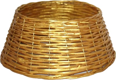 Gerim Kerstboomrok/kerstboommand - goud - gevlochten wilg - 38 x 16 cm - voor kerstboom van 120 cm