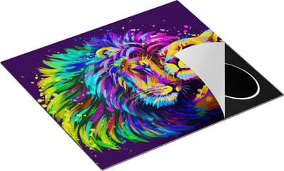 Chefcare Inductie Beschermer Gekleurde Leeuw en Leeuwin - Abstract - 60x50 cm - Afdekplaat Inductie - Kookplaat Beschermer - Inductie Mat