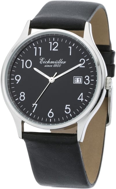 Eichmüller Klassiek Herenhorloge met Datum - Edelstaal - Zwarte Horlogeband - Zwarte Wijzerplaat - Quartz Uurwerk - 38 mm