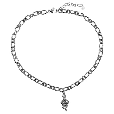49cm x 7mm Dottilove Gedraaid Ketting Dames - RVS Plated - Ovale Schakelketting met Slangen Hanger