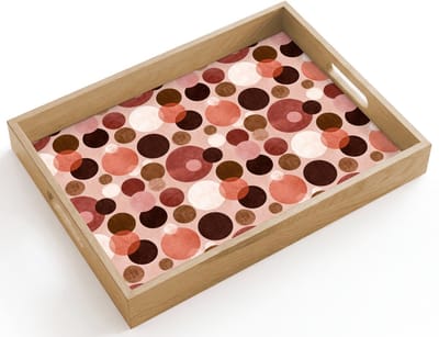 Dienblad hout 40x30 cm - Schootdienblad - Cirkels - Modern - Kleurrijk - Borrelplank rechthoek - Plateau dienbladen