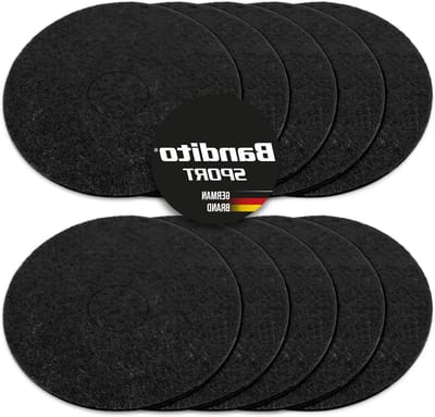 Bandito Airhockey replacement felt professional, for HiPower Pusher with 100 mm Ø, 4 mm extra thick felt glides, self-adhesive replacement felt pads, top quality, super glide, 10 pcs. set black