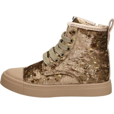 Shoesme Gouden Bikerboot Met Stipjes - Laarzen Kinderen - Meisjes - Gold - Microfiber velvet - Maat 23