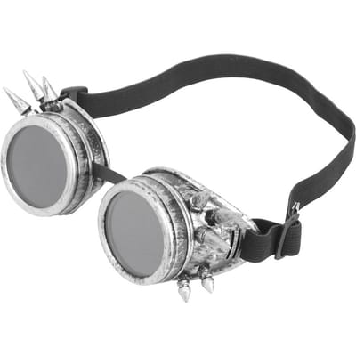 ABS Industrieel Vintage Spiked Steampunk Unieke Bril Fietsbril Dubbellaags Winddicht Zonnebril Zwart Antique Silver