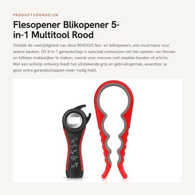 Dailygoods- Dekselopener 5-in-1 - Flesopener - Blikopener - Antislip - Voor ouderen - Handig voor zwakke handen - 2 stuks
