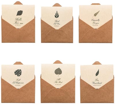Dailygoods- Wenskaarten Set 6 Stuks - Kraftpapier - Vintage - Bedankkaarten - Geschenkkaarten - Herfstmotieven - Inclusief Enveloppen - Ansichtkaarten
