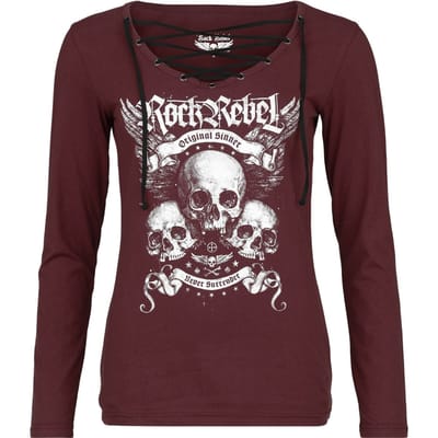 Rock Rebel by EMP - Rock Shirt met lange mouwen - Stay Awake - S tot XXL - voor Vrouwen - donkerrood
