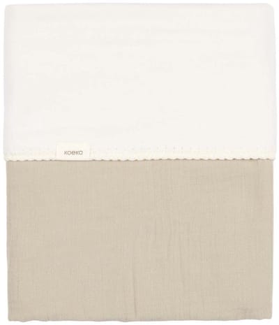Koeka ledikantdeken cotton fleece Faro - mousseline - sage - 100x150