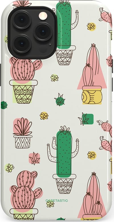 Casetastic Hoesje Geschikt voor Apple iPhone 12 Pro Max Magsafe - Stijlvolle Beschermende Duo-layer Case - Vrolijke cactus