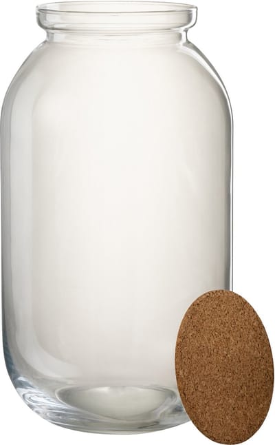 J-Line voorraadpot Roxy - glas/kurk - transparant - large