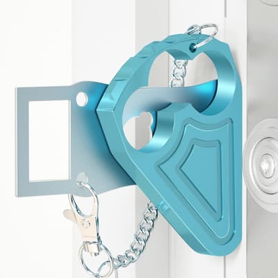 Draagbaar Deurslot - Reisdeurslot Hotel - Extra Beveiliging - Zelfverdedigingsgreep - 15 cm - Blauw