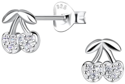Joy|S - Zilveren kers oorbellen - sterling zilver 925 - 6 mm - zirkonia - oorknoppen