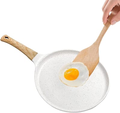 Pannenkoekenpan - Koekenpan Omelet - Koken Bakken - Antiaanbaklaag - 24 Cm - Wit