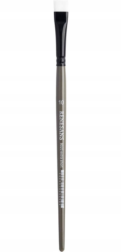 Renesans Platte Kwast Extra Kort Maat 10 Synthetisch Wit Haar