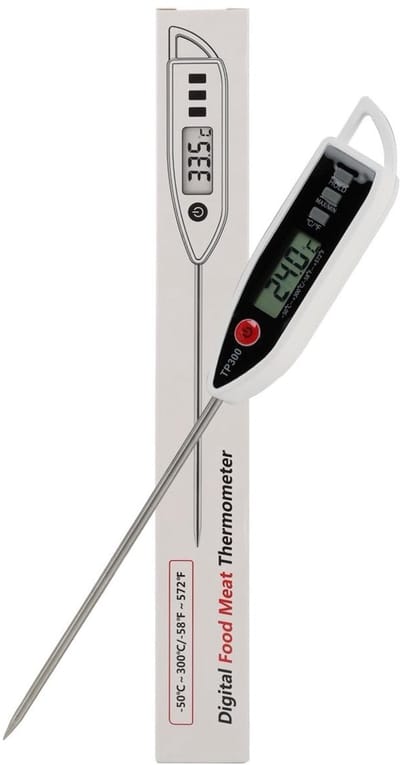 Dailygoods- Keukenthermometer waterdicht - Voedselthermometer digitaal - Lange sonde - Nauwkeurigheid ± 1 °C - Bereik -50 °C tot +300 °C - Snel aflezen in 2-4 seconden