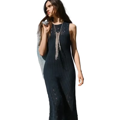 Pepe Jeans Kenia Lange Jurk Zonder Mouwen Blauw L Vrouw