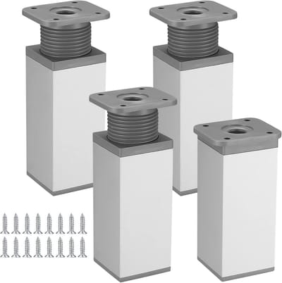 Set van 4 Verstelbare Hoekige Meubelpoten voor Kasten en Tafels (Aluminium)