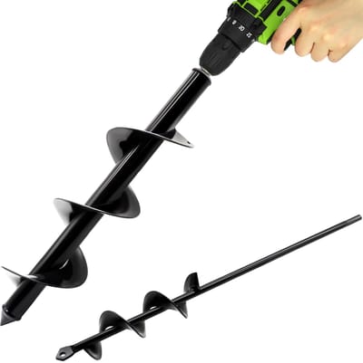 Dailygoods- Tuinspiraalboor zwaar werktuig - 4,1 cm/8,9 cm diameter - 42 cm lengte - 13 cm/10 cm gaten - 2 maten - ergonomisch ontwerp - Plantboor