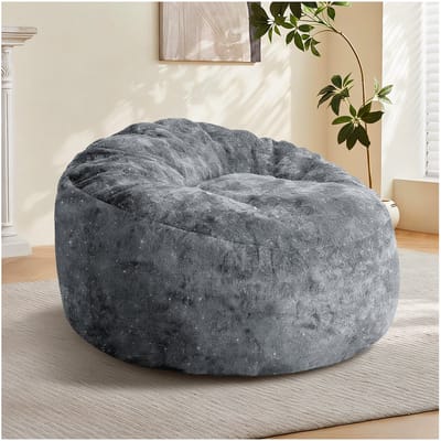 Grijze zitzak met hoge rugleuning - Flanellen lounge stoel - Ergonomisch - Woonkamer en slaapkamer - 100x98x61 cm