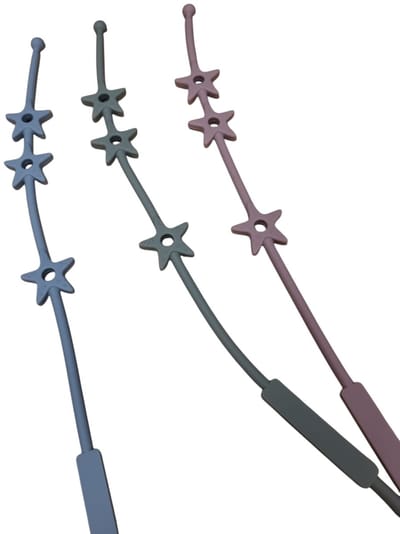 Verstelbare bandjes - Ketting - Koord - Silicone - rekbare veiligheidsriempjes voor speelgoed - Aan de kinderwagen - Kinderstoel - Autostoel - Anti weggooi - Bekercatcher - Baby - 50cm - Ster - Set van drie - Rose Blauw en Groen