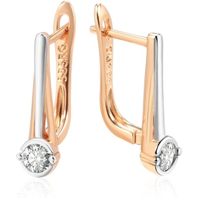 Boucle d'oreille pendante de mariage pour femme Or Rose de Luxe Mélange de Couleurs Zircon Naturel Design Fin Bijoux Quotidien beige