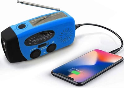 Noodradio - Noodradio Opwindbaar - 2000 mAh - Radio Met Accu Batterij Voor Noodsituaties - Noodpakket - Opwindbaar - Solar - Zaklamp - Powerbank - Noodradio Op Batterijen - Blauw - Voor Rampen/Camping - Draagbare