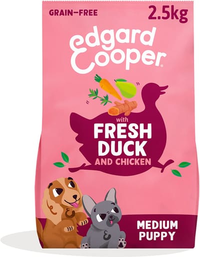 Edgard & Cooper Puppy Hondenbrokken Voor Medium Honden, Verse Eend & Kip, 2.5Kg, Graanvrij Recept Met Natuurlijke Ingrediënten, Perfecte Vezelbalans