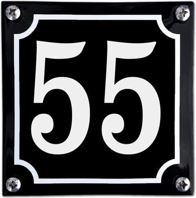 Zwart emaille huisnummer  - 55