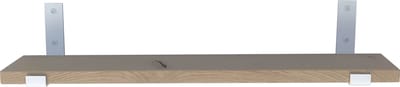 GoudmetHout® Wandplank Industrieel - 50 x 10 cm Muurplank - Eiken Hout - Decoratie Wandrek & Boekenrek - Hangplank Keuken - Wall Shelf + 2 Mat Witte Plankdragers van Staal