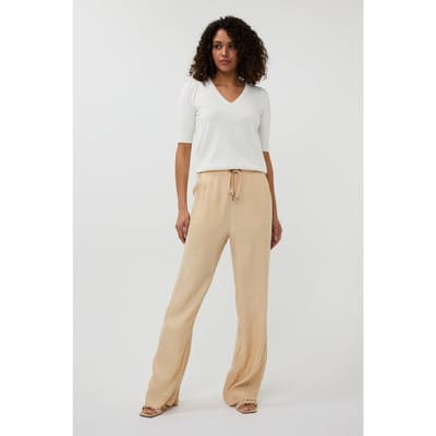EsQualo Trousers Elastic Wb Cupro Sand Maat: 36 | Broeken Outlet | Dames | Beige