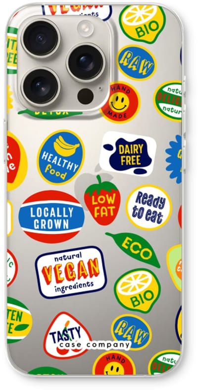 Case Company® - Hoesje geschikt voor iPhone 16 Pro hoesje - Fruitsticker - Soft Cover Telefoonhoesje - Bescherming aan alle Kanten en Schermrand