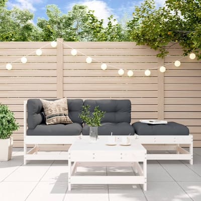 vidaXL - 4-delige - Loungeset - massief - grenenhout - wit