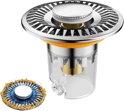 Pop-up Afvoerstop - Gootsteenplug Haarvanger - Voorkom Verstoppingen - Anti-verstopping Ontwerp - 6 x 6 cm - Zilver