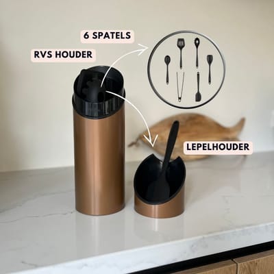 Luxe keukengerei-set® RVS en lepelhouder - Siliconen spatels BPA-vrij - Anti-aanbak