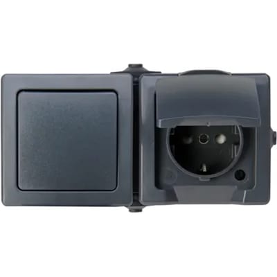 Sencys Combinatie Wisselschakelaar/stopcontact Horizontaal Denver Geaard Antraciet