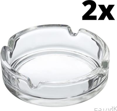 ESTARK® 2 x Asbak Glas - Standaard - Glazen Asbakken - Ashtray - Horeca - Café - 9 cm - Tafel Asbak - 2 STUKS