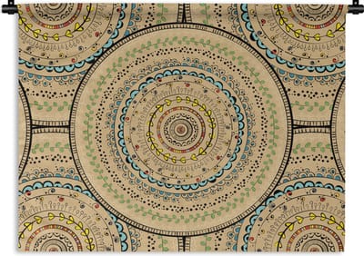 Wandkleed - Wanddoek - Cirkels - Patronen - Zuid-Amerika - 60x45 cm - Wandtapijt