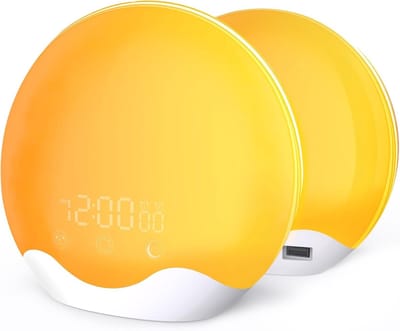 SnelShoppen - Lichtwekker, Daglichtwekker, Wake-Up Light met Zonsopgang en Zonsondergang, FM-Radio, 5 Natuurgeluiden, 12 Kleuren Licht, 20 Helderheid,