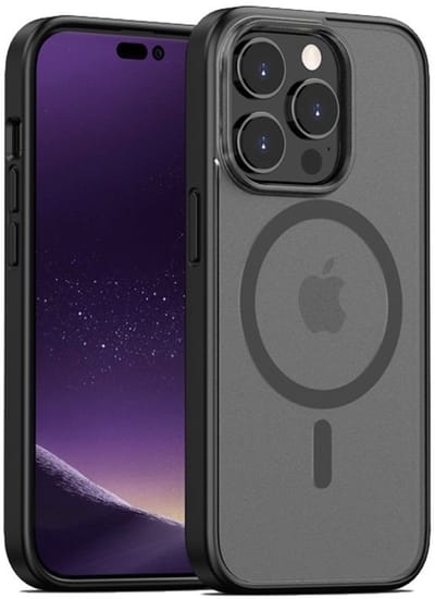 Mobiq Magneet Hoesje geschikt voor iPhone 16 Pro Max - Geschikt voor Magafe - Schokbestendig Frosted ontwerp zwart