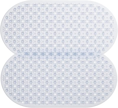 Antislip Badkamer Douchemat 68 x 38 cm, Wasbaar in de Wasmachine, Zuignappen en Afvoergaatjes, Set van 2, Veilig en Comfortabel
