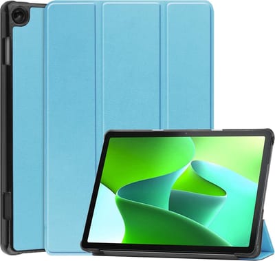 Hoesje Geschikt voor Lenovo Tab M10 (3e / 3rd generatie) - Dun & Stevig - Trifold Bookcase - Hard Cover - Hardcover Book Case - Tablet Hoes - Lichtblauw