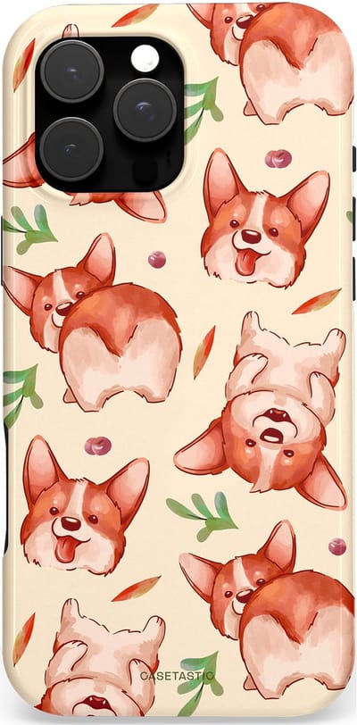 Casetastic Hoesje Geschikt voor Apple iPhone 16 Pro Max Magsafe - Stijlvolle Beschermende Duo-layer Case - Corgipootjes
