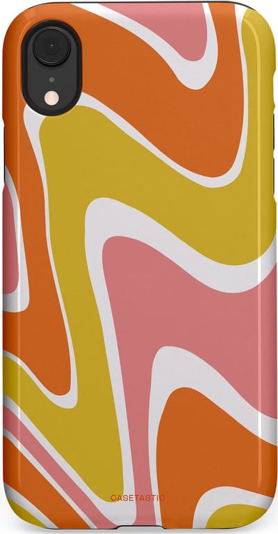 Casetastic hoesje geschikt voor Apple iPhone XR - Dubbellaagse bescherming - Retro rave - Fashion Case - Goud Terracotta Koraal Wit