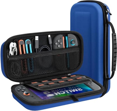 Draagbare en Beschermende Hard Shell Reistas voor Nintendo Switch 2 met 10 Game Card Slots en Accessoirevakjes, Donkerblauw, Ideaal voor Reizen en Opslag