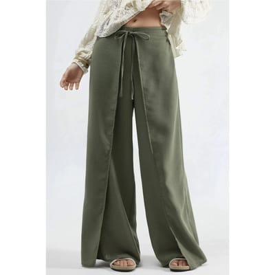 Trekkoord Taille Crepe Broek met Strikdetail