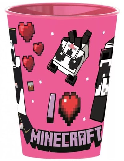 Roze minecraft beker, Mine craft beker, Mine craft, kinder beker, Kunststof drink beker