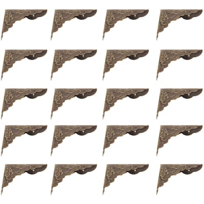 20 PIÈCES Protecteurs d'angle de boîte Bronze Angle droit Rétro Protecteurs d'angle en fer avec clous pour Bois